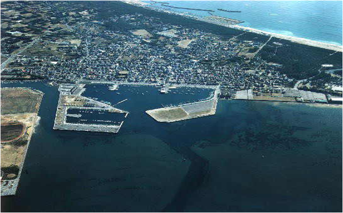 空から見た富津漁港（富津地区）
