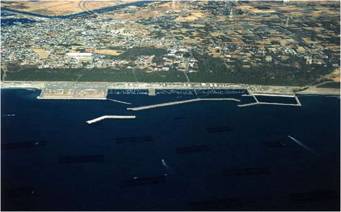 空から見た富津漁港（下洲地区）