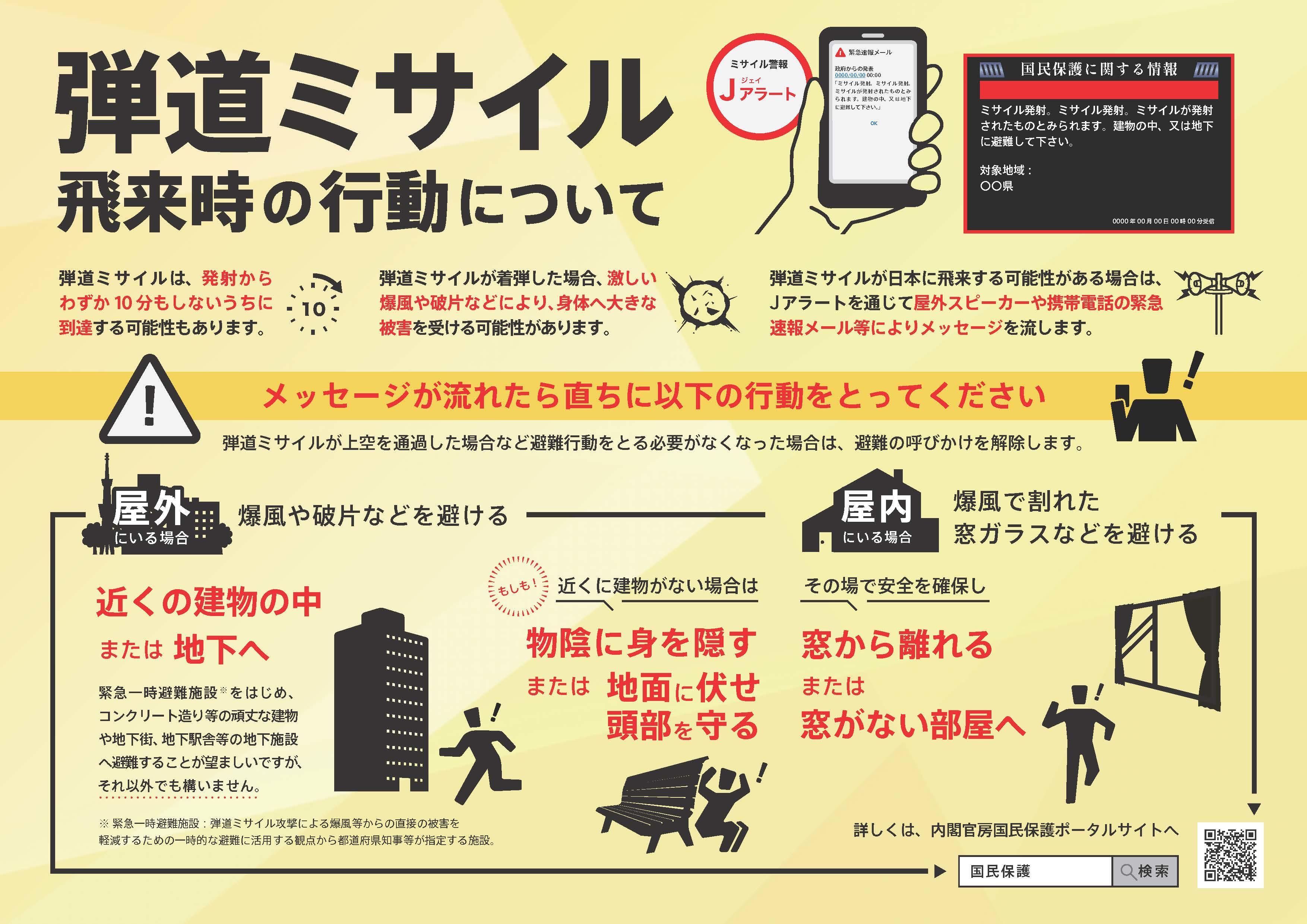 ミサイル飛来時の行動（大人向け）